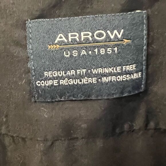 MENS ARROW Regular Fit Wrinkle Free Black Button Up Collared Dress Shirt XL - Picture 7 of 7